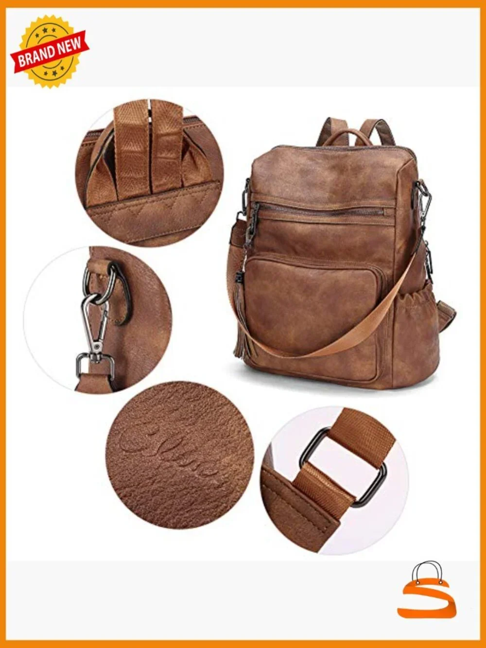 Large Leather Fashion Backpack Purse Women Travel Convertible Shoulder Bag